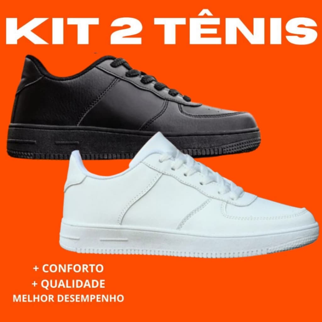 KlT 2 tenis Promoção de Lançamento: Tênis Casual Esportivo Branco Feminino e Masculino