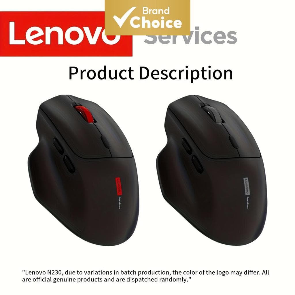 Mouse Sem Fio Ergonômico Lenovo N230, 2.4G, 3 Níveis de DPI (1000/1200/1600), Mouse Óptico de 6 Botões, Preto