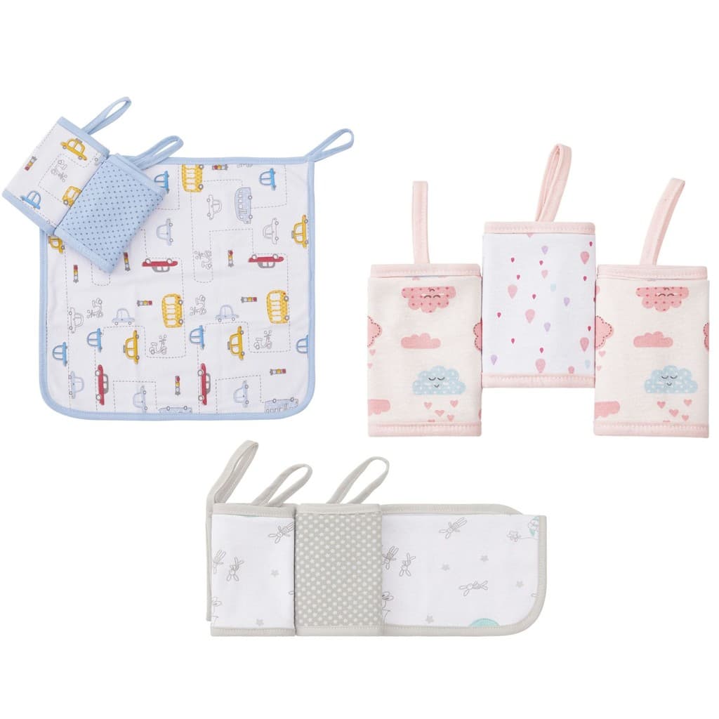 Paninho De Boca Papi Malhas Estampado com Prendedor De Chupeta 28Cm X 28Cm Com 03 Unidades