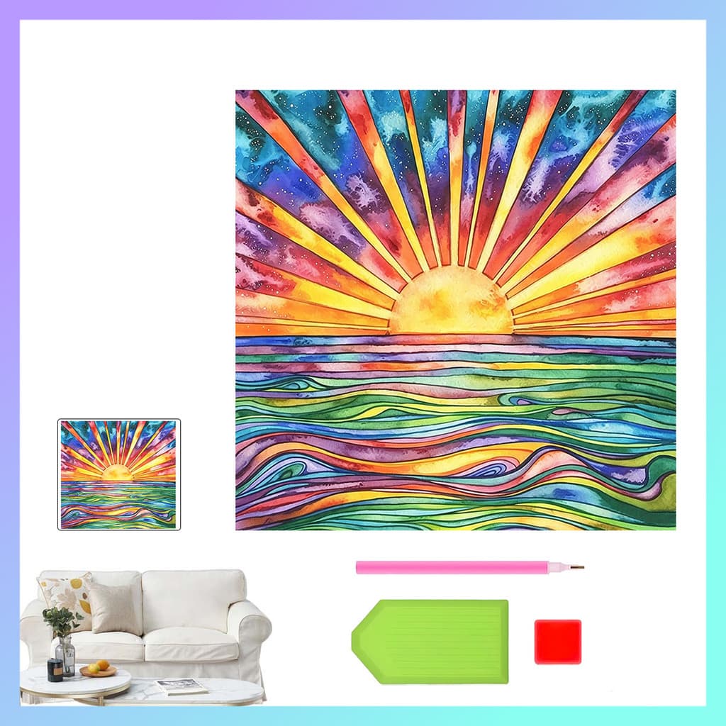 5D quadrado diamante pintura diamante 30x30 cm,"Sinfonia do mar e do sol" sonho cor Janela Estilo Casa Decoração Pintura