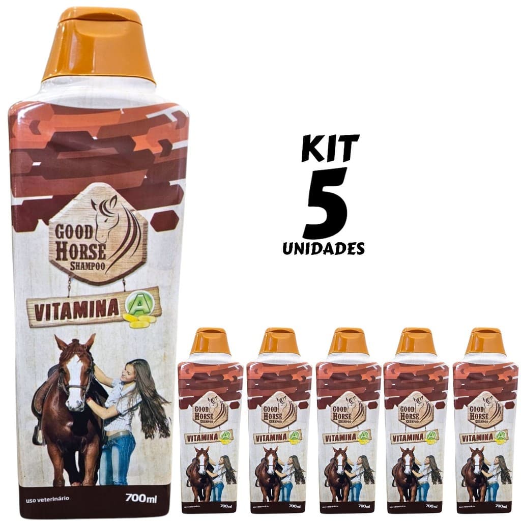 Kit 5 Shampoo Para Cavalo Good Horse Shampoo Good Horse 700ml Hidratação Pelagem Cavalos
