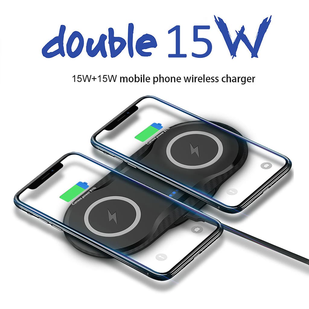 Carregador sem fio dois em um duplo 15W fone de ouvido para celular carregamento de celular adequado para Samsung Huawei