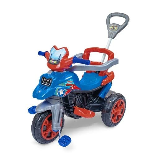 Triciclo Infantil Azul ou Rosa Pedal Haste Empurrar Assento Seguro Confortavel
