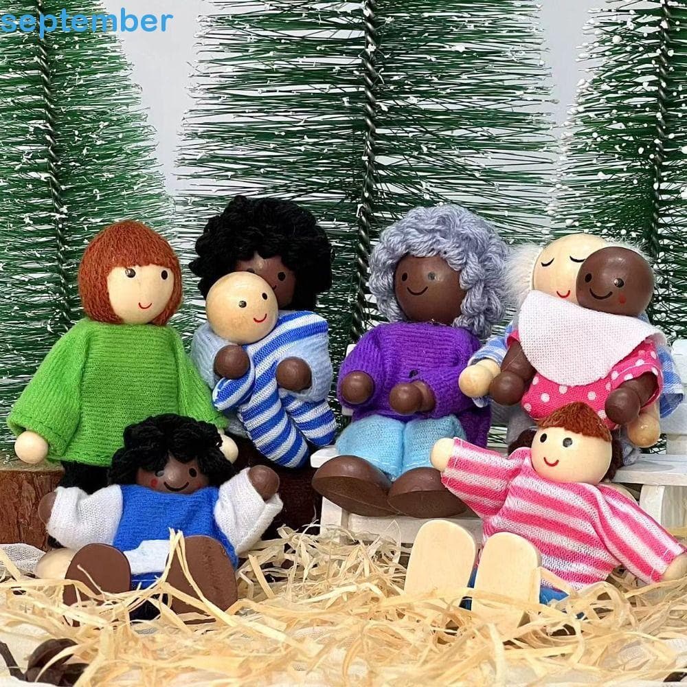 SEPTEMBERB 8 Pçs/set Móveis Brinquedo Em Miniatura , Bonecas Articuladas Simulação Mini Boneca Família , Figuras