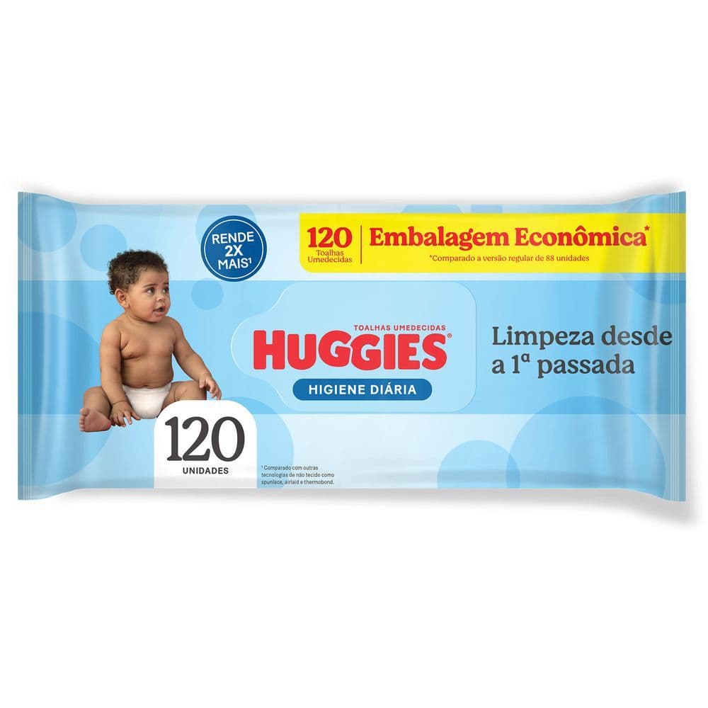 Lenço Umedecido Huggies Higiene Diária Rendem 2x Mais 120 Un