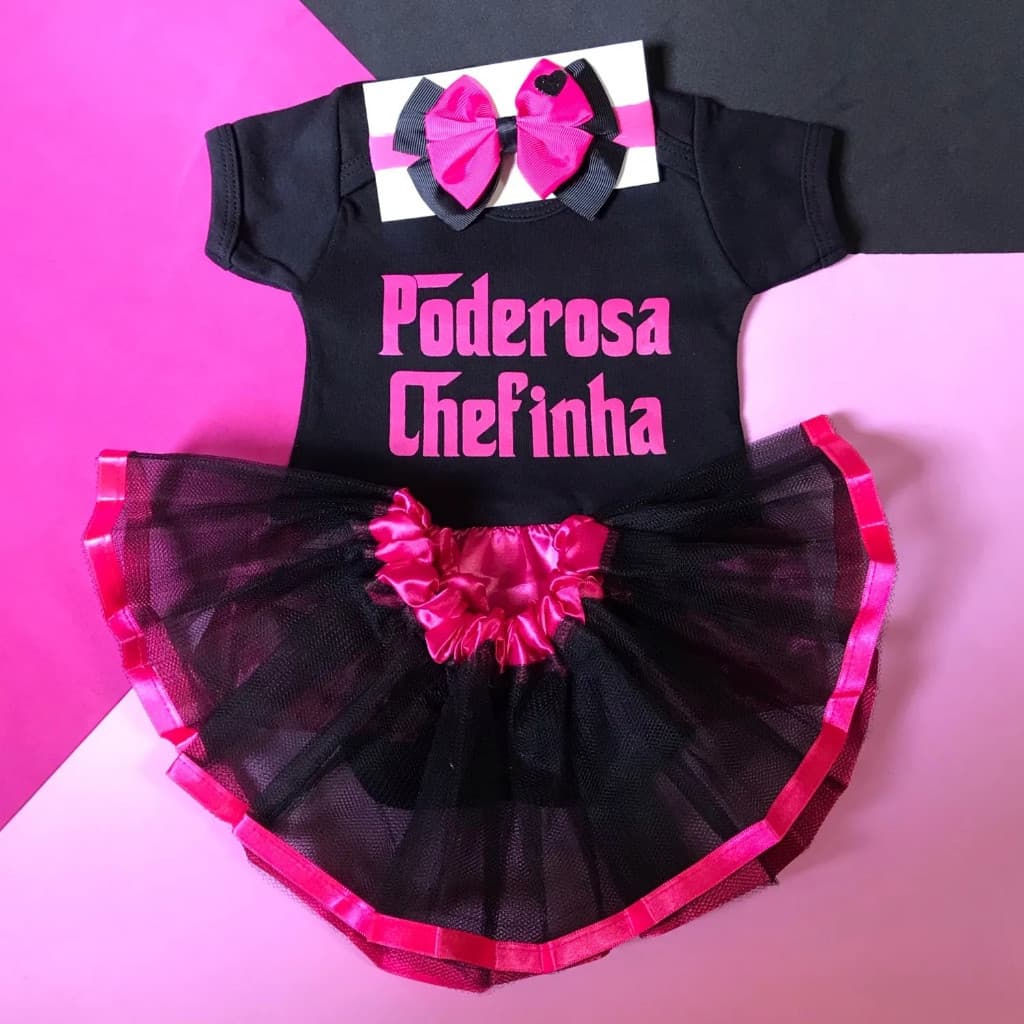 Kit Poderosa Chefinha - Frase Body bebê Menina mesversario tematico