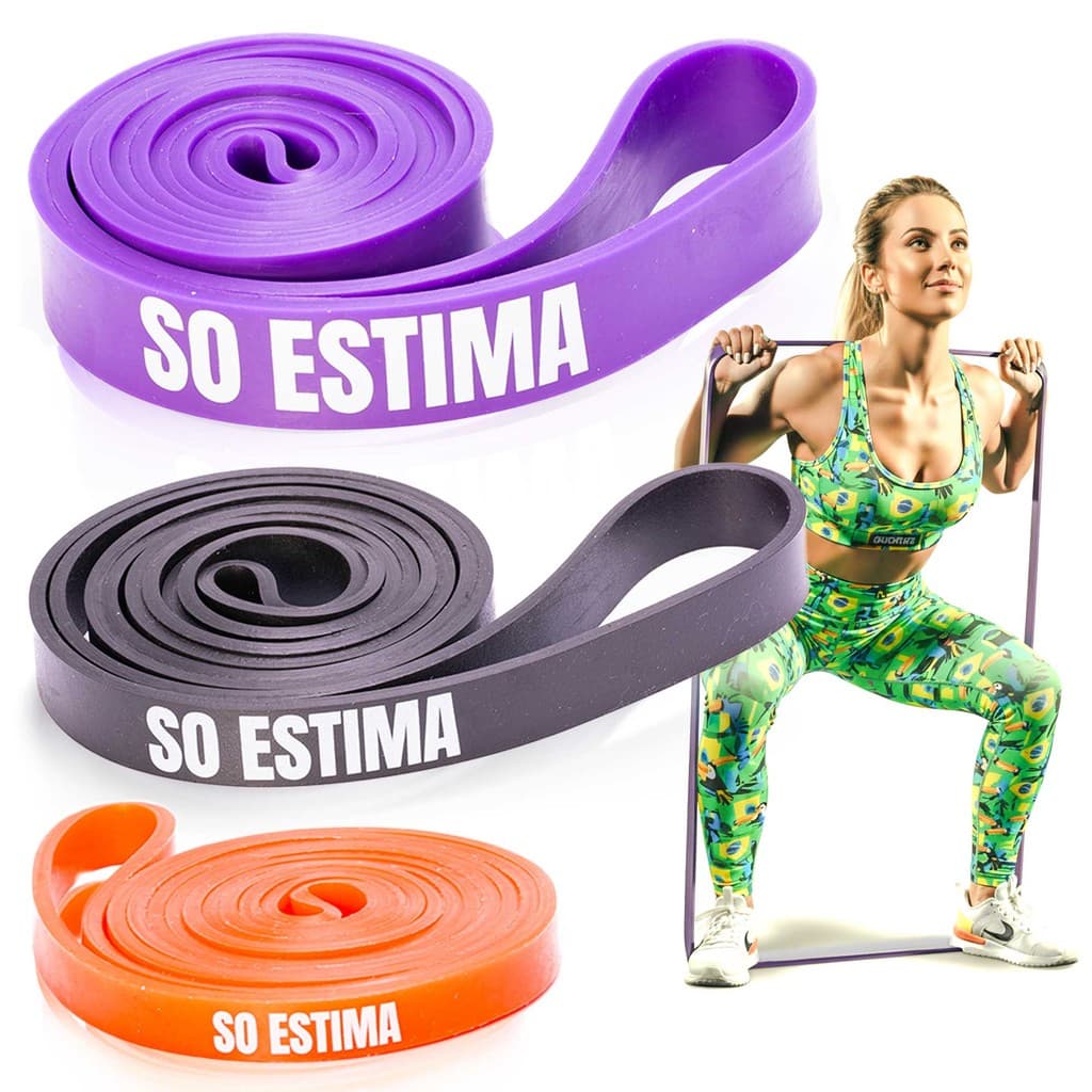 Hip Band Kit 3 Faixas de Treino Glúteo Pernas Com Níveis Leve Médio Forte Antiderrapante Para Alongamento e Fortalecimto