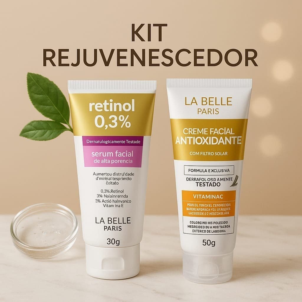 Kit SkinCare: Sérum Retinol Anti Idade + Creme Facial Vitamina C Antioxidante -La Belle Paris