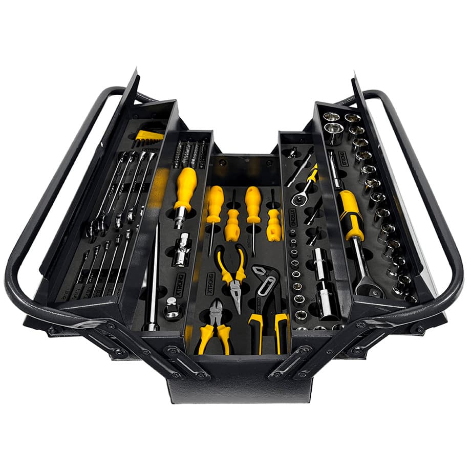 Kit Caixa de Ferramentas Sanfonada 5 Gavetas Xtrong XCXA-002P  Jogo de Ferramentas 110 Peças Vonder  Berços Xtrong
