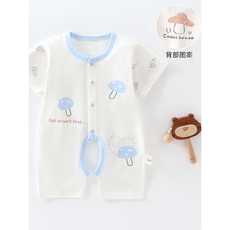 Bebê menino verão fino manga curta aberto macacão bebê menina Modal classe uma virilha aberta roupas de verão do bebê