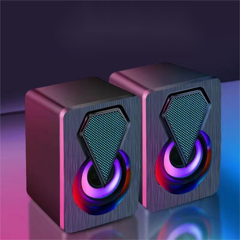Caixa de som Pc Gamer Com Luz RGB Estéreo 2.0 Para Computador Notebook 1046