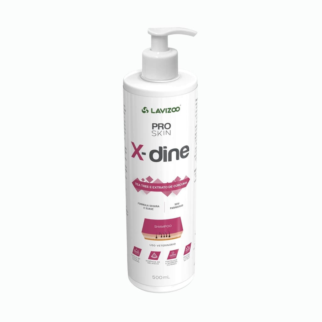 Shampoo X Dine 500ml Clorexidina Para Cães e Gatos Lavizoo