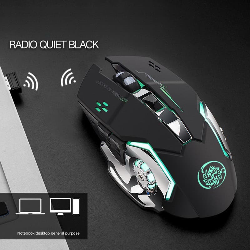 Mouse Bluetooth sem fio, carregamento de modo duplo, mouse silencioso para jogos