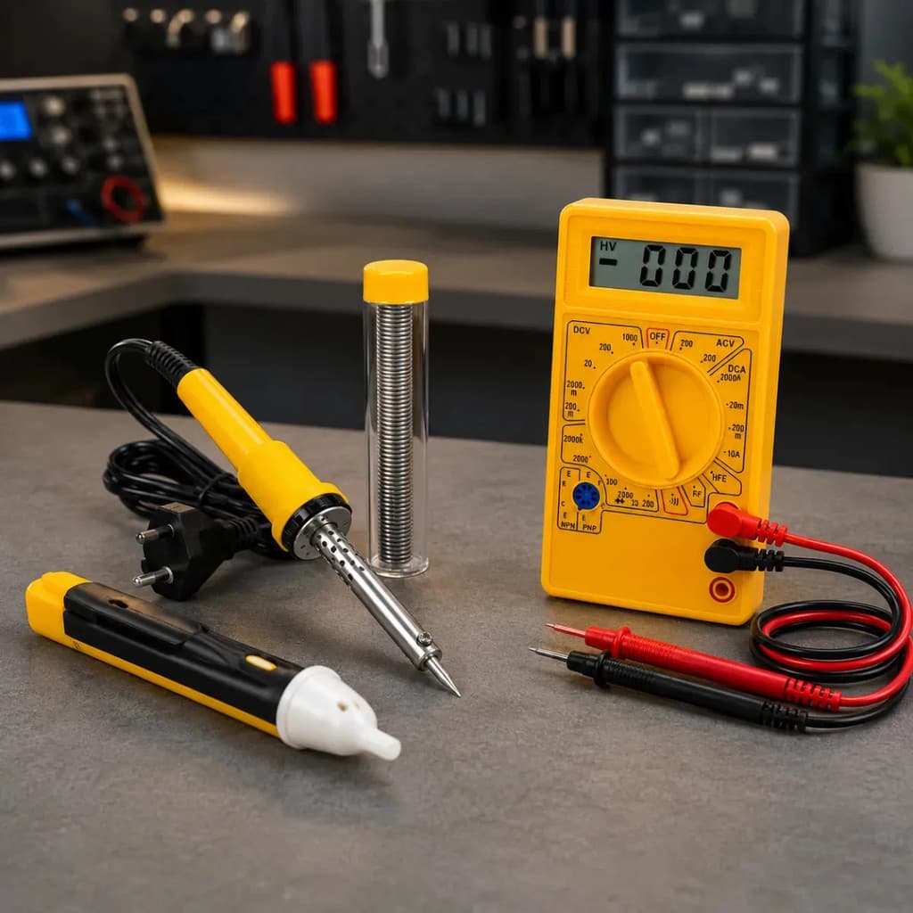 Kit Eletricista Profissional 220V Ferro de Solda e Ferramentas de Medição Completo