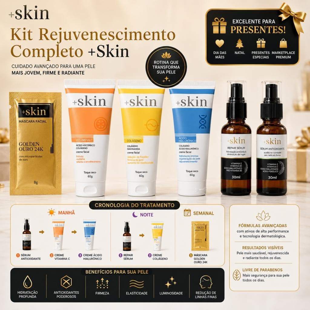 Kit Rejuvenescimento Completo Anti Idade +Skin (6 Itens)