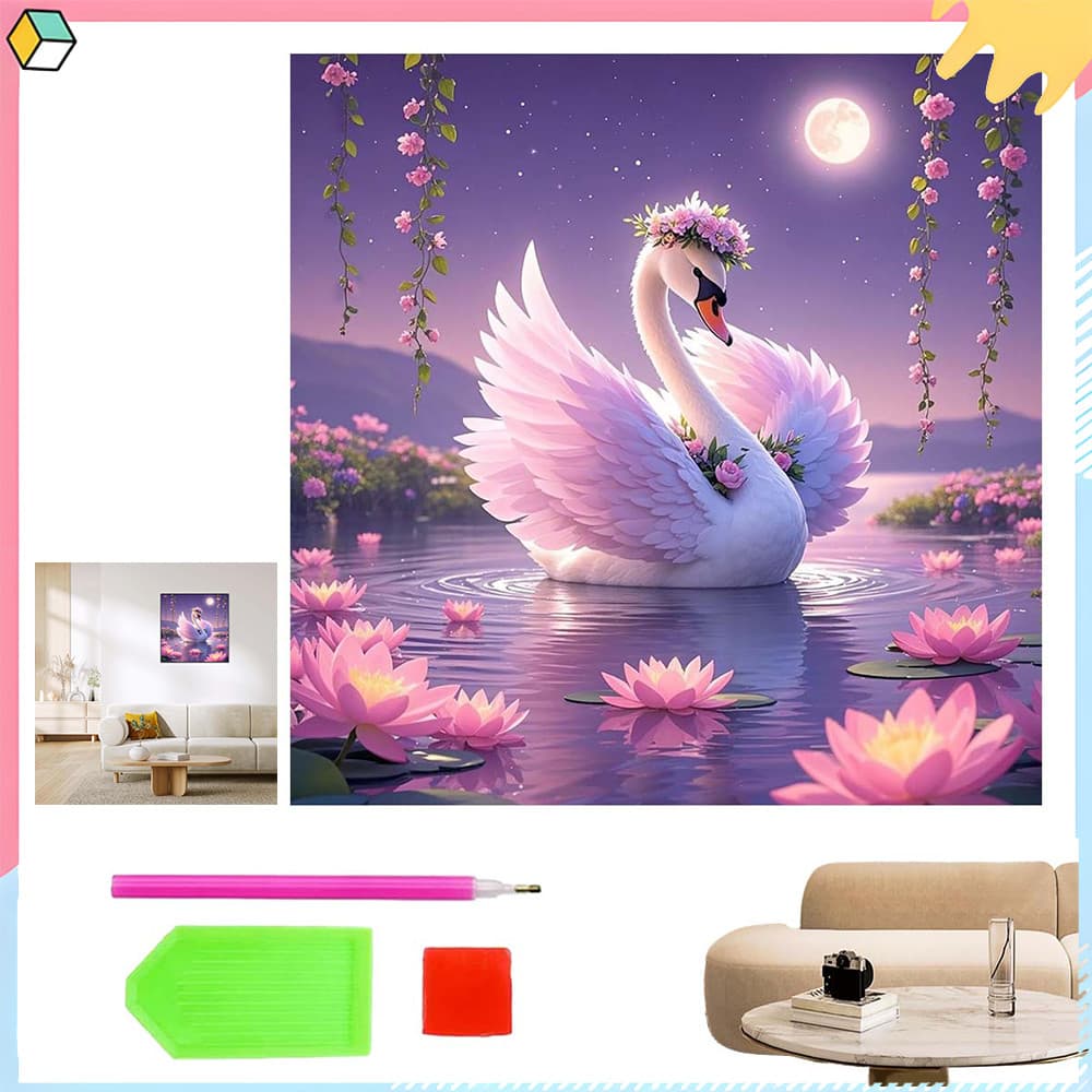 Cisne, 30 x 30 cm, kits de pintura com diamantes para adultos 5D DIY broca quadrada completa diamantes kit de arte
