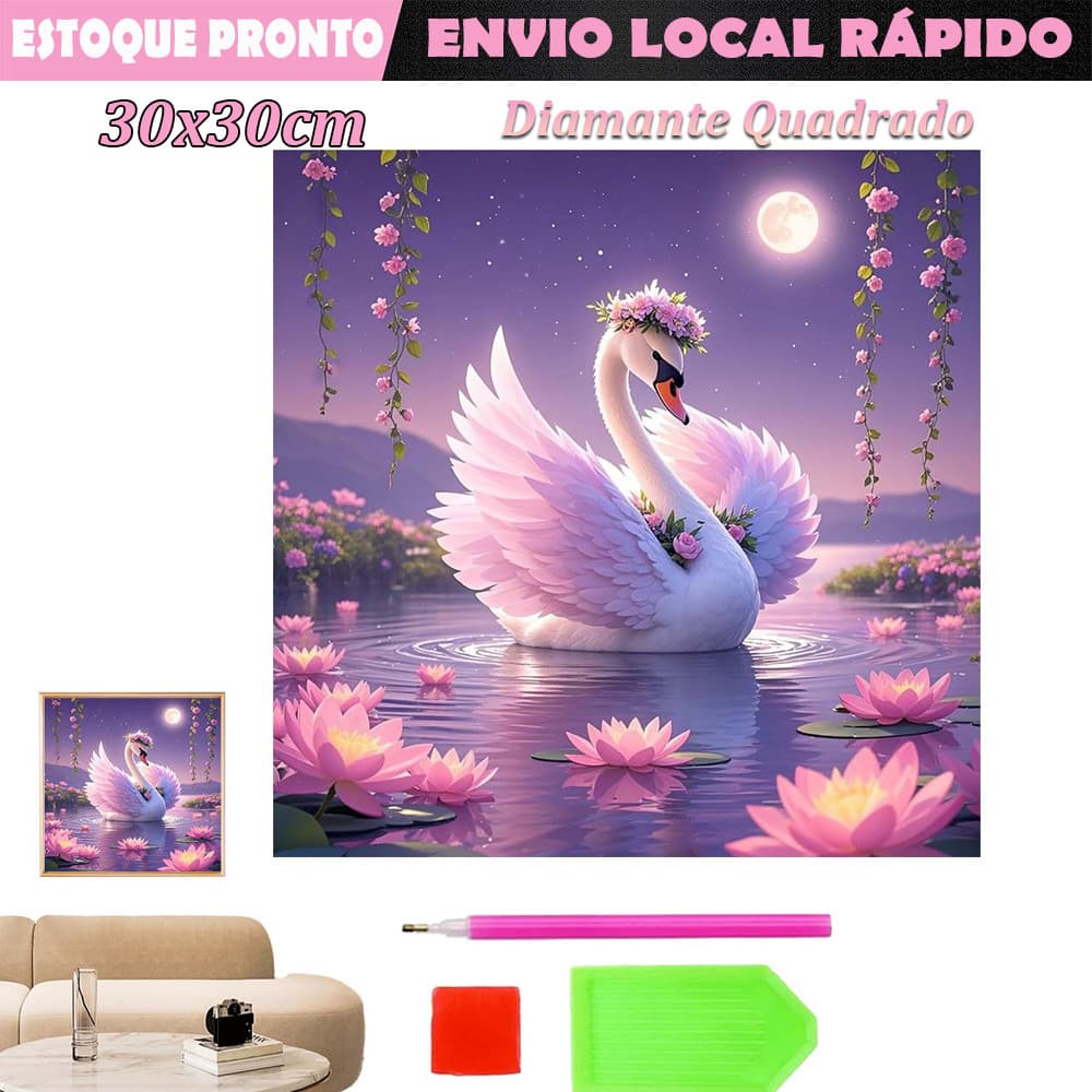 Cisne Diamante quadrado pintura de diamante 5D faça você mesmo de diamante pintura 40x30cm