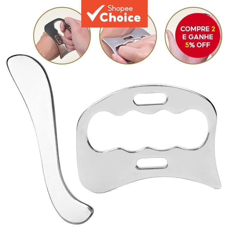Conjunto De 2 Peças De Lâmina De Fáscia De Aço Inoxidável , Massageador De Relaxamento Muscular , Ferramenta De Raspagem