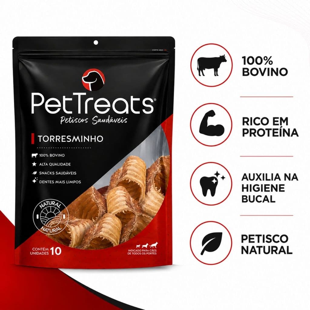 Petisco Traqueia Bovinas Torresminho Natural Para Cães Pet Treats 1 pacote Com 10 Unidades Snack Saudável