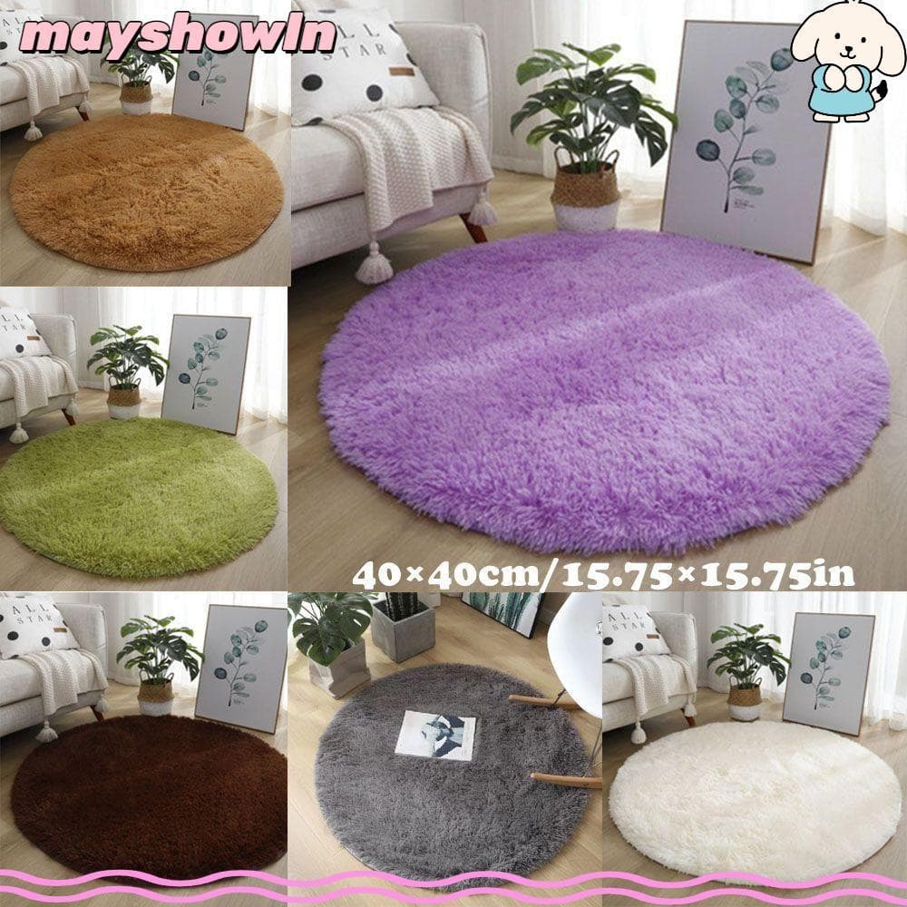 Tapetes De Sala De Estar MAYSHOWLN , Tapete Redondo Antiderrapante De 40 Cm Peludo De Pelúcia Macio De Cor Sólida Espess