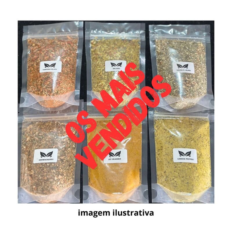 TEMPEROS E CONDIMENTOS KIT 32 UNIDADES 30g A 100g EMBALAGEM ZIP LOCK