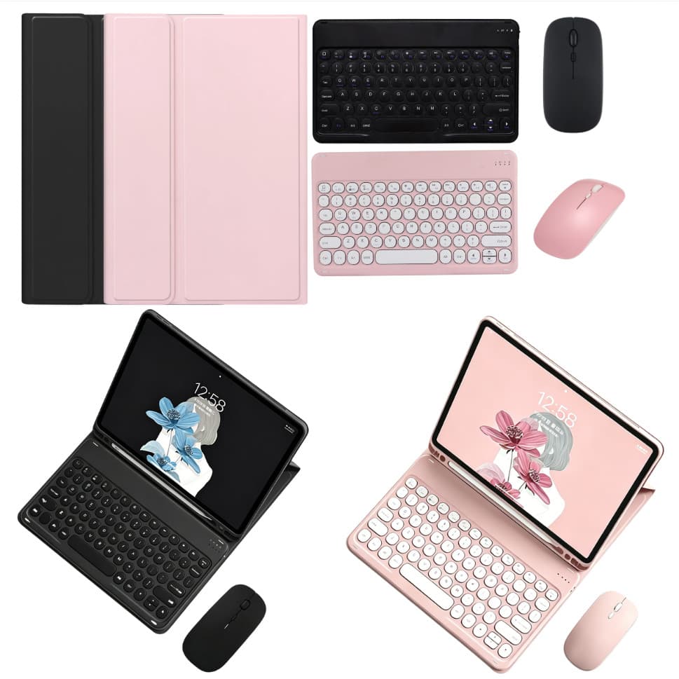 Capa com Teclado Bluetooth para iPad 11ª Geração A16 e 10ª Geração 10,9" com Mouse Sem Fio Kit Completo