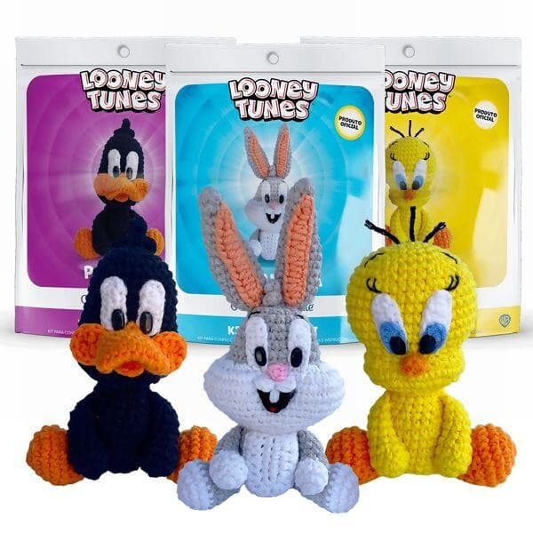 Kit Amigurumi Looney Tunes Piu-Piu, Patolino, Pernalonga, Taz E Lola Plástico Para Crochê