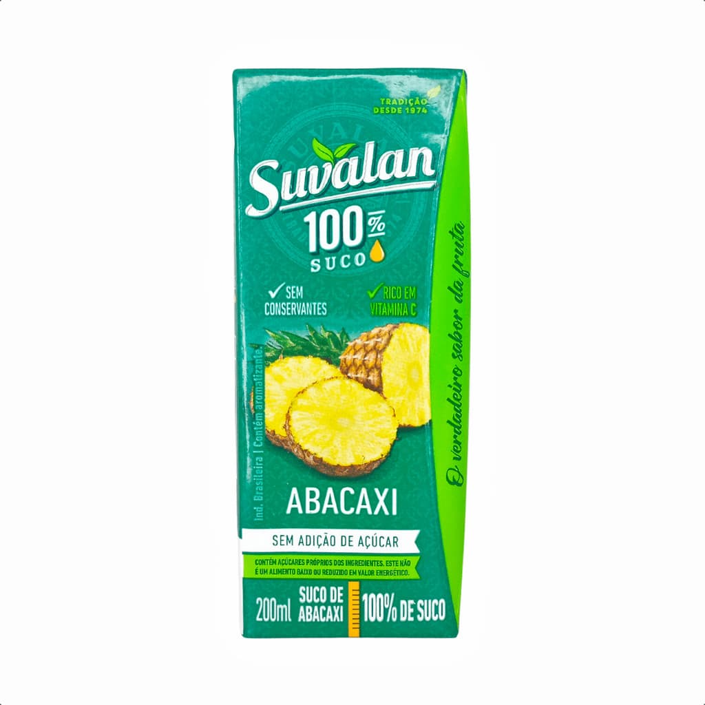 Suco Suvalan 100% Abacaxi Natural Sem Açúcar 200ml