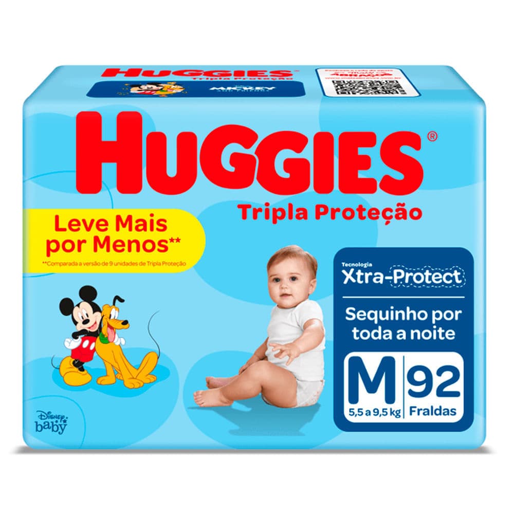 Fralda Huggies Tripla Proteção Hiper M 92 Unidades