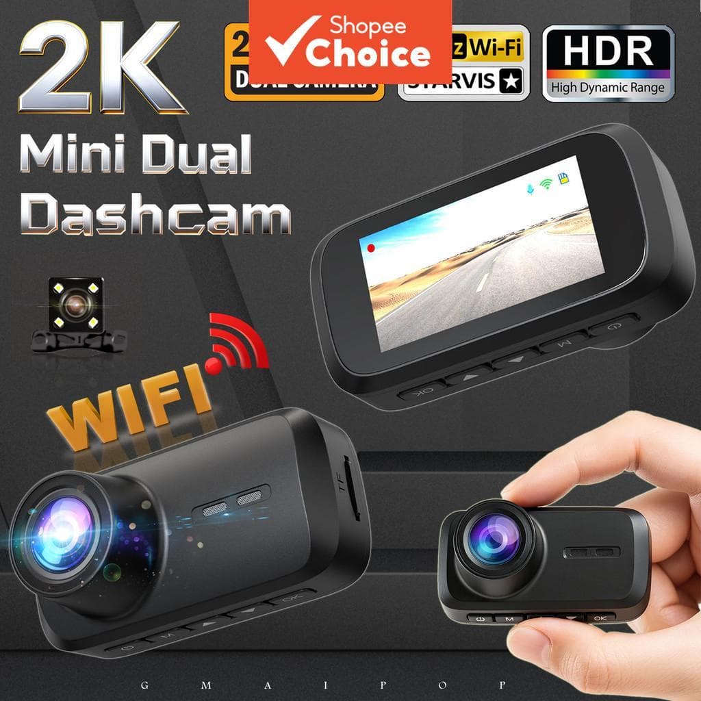 Câmera De Painel De Lente Dupla 3 Polegadas 2K Tela Frontal Traseira Gravação Universal Carro DVR Gravador De