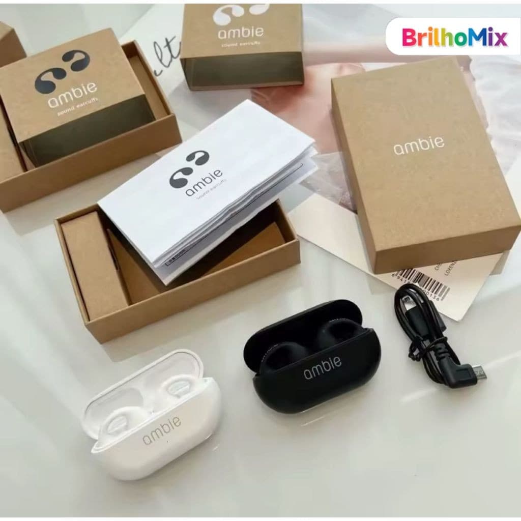 Fone de ouvido sem fio Ambie Sound Brincos Bluetooth 5.2 IPX5 Fone de ouvido esportivo à prova d'água com microfone