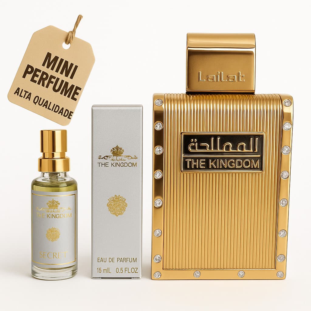 Perfume Masculino The Kingdom Lattafa 15ml - Mini Importado | Aromático Amadeirado | Alta Fixação