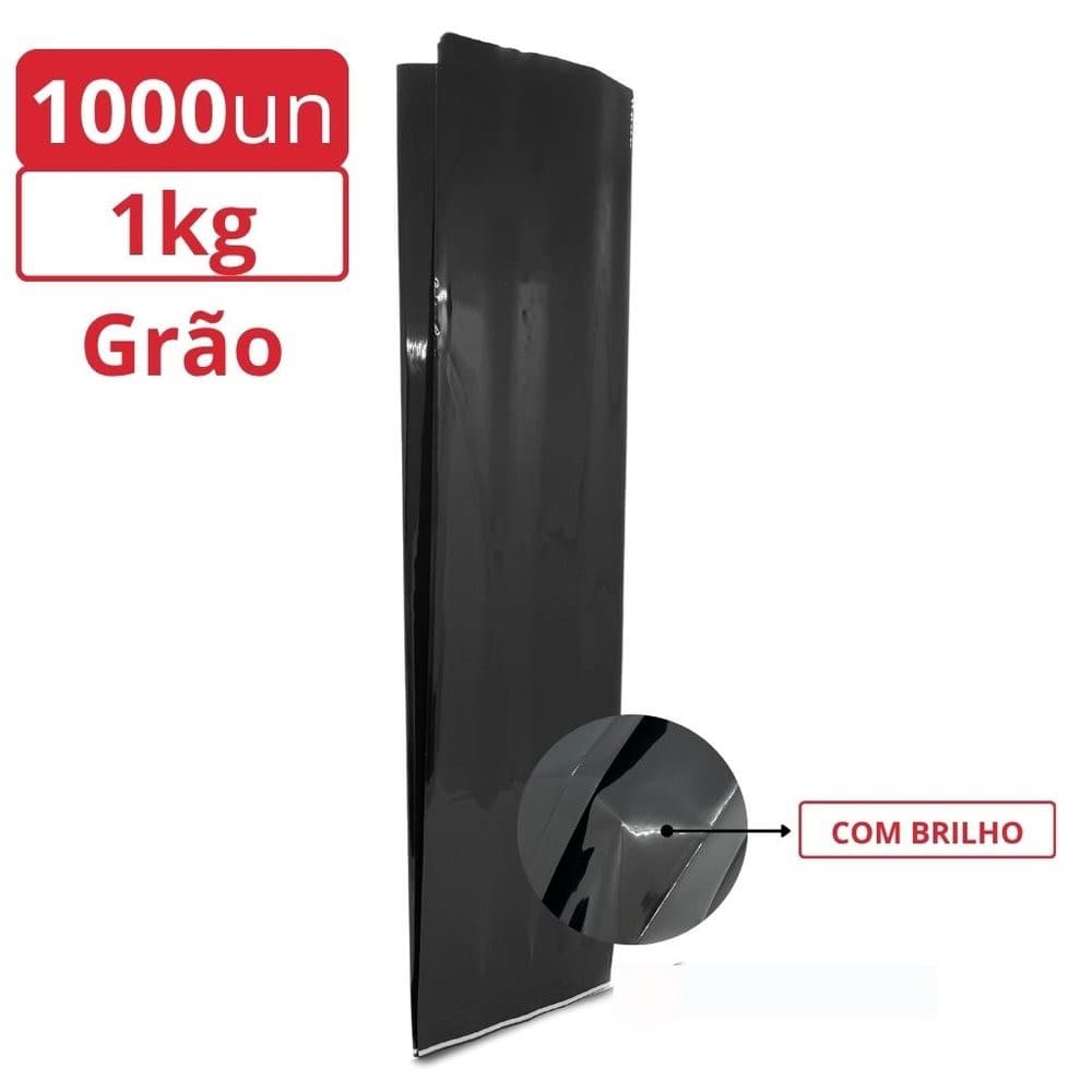 Embalagem Sanfonada Preto Brilho 1,0Kg de Café em Grãos 1000un