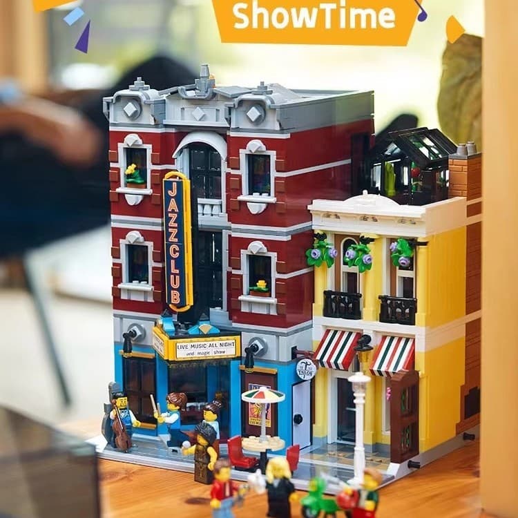Compatível com o brinquedo de blocos de montar LEGO 10312 Street View Series Jazz Club.