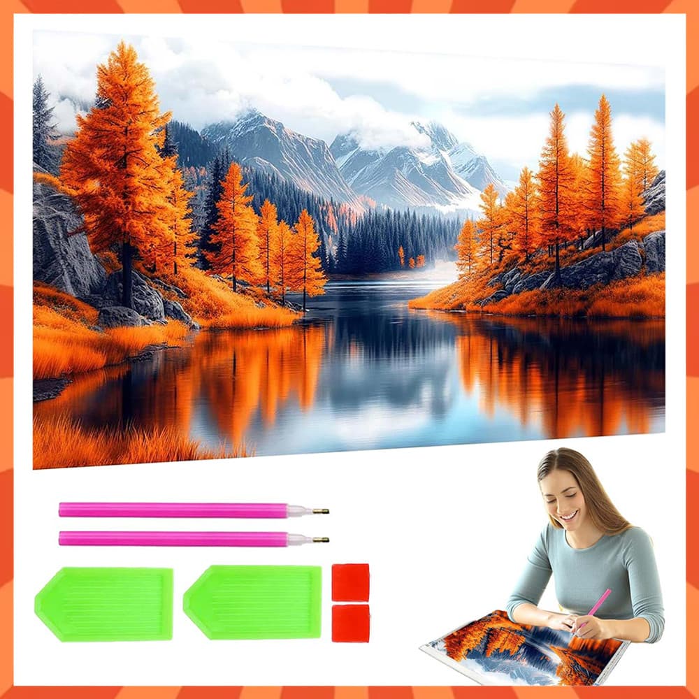 Paisagem de outono, kit de arte com diamantes, pintura com diamantes para iniciantes, diamantes quadrados 5D, 70 x 40 cm