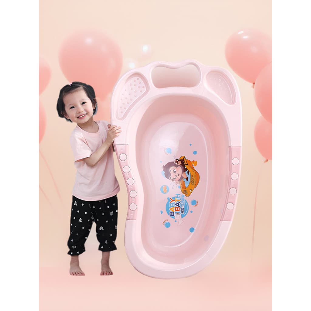 Banheira de bebê de desenho animado, banheira para recém-nascidos com Rack de banho, Anti-afogamento, pode sentar-se, cr