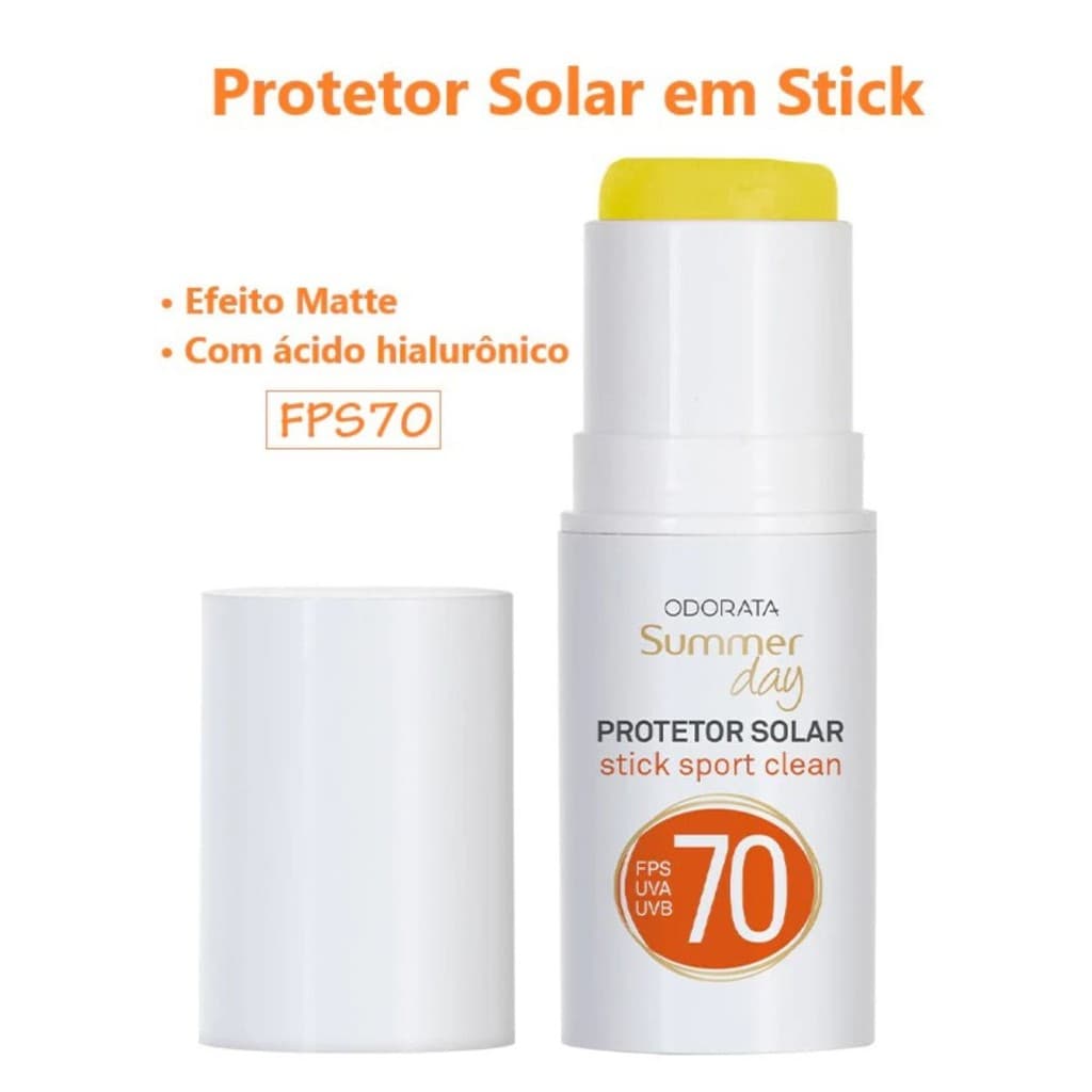 Protetor Solar Stick Odorata FPS 70 Proteção Solar Intensa Para  Seu Rosto Com Ácido Hialurônico 5,5g