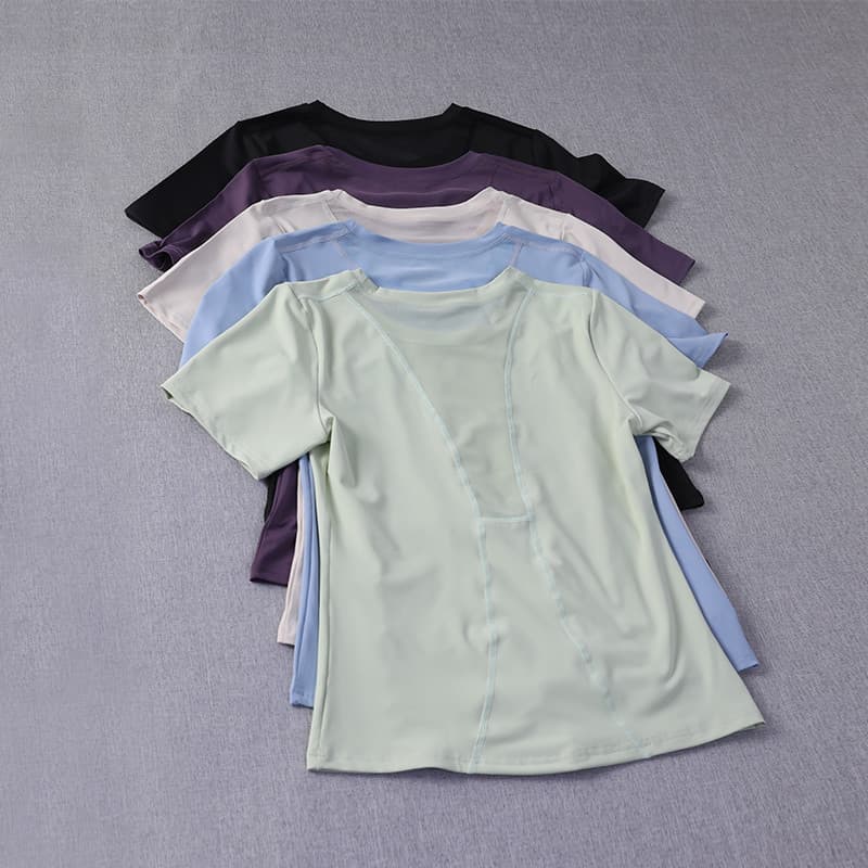 Esportes de manga curta camiseta feminina verão solto correndo roupas de Yoga de secagem rápida roupas de Fitness topo r