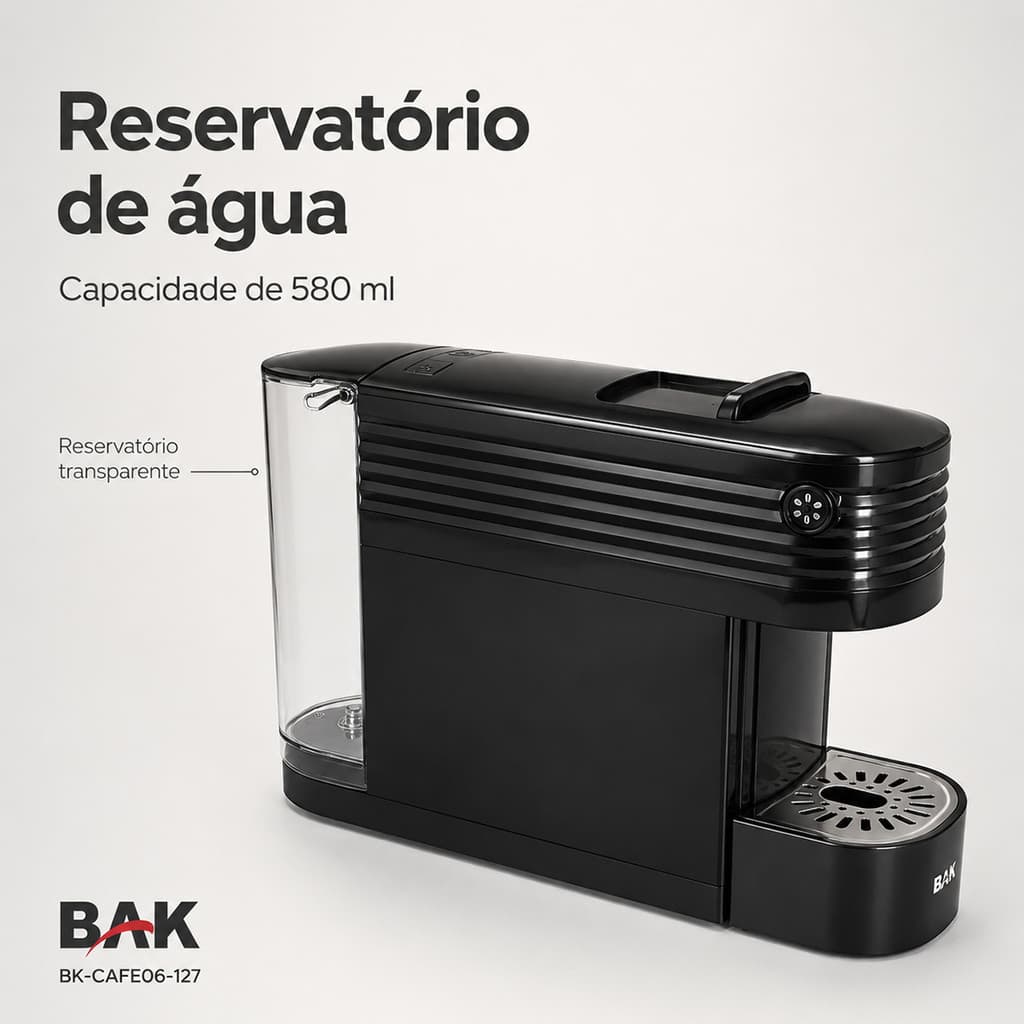 Cafeteira Expresso Para Capsulas 127V 1400W Com Botão De Toque Unico E Reservatório 580ml