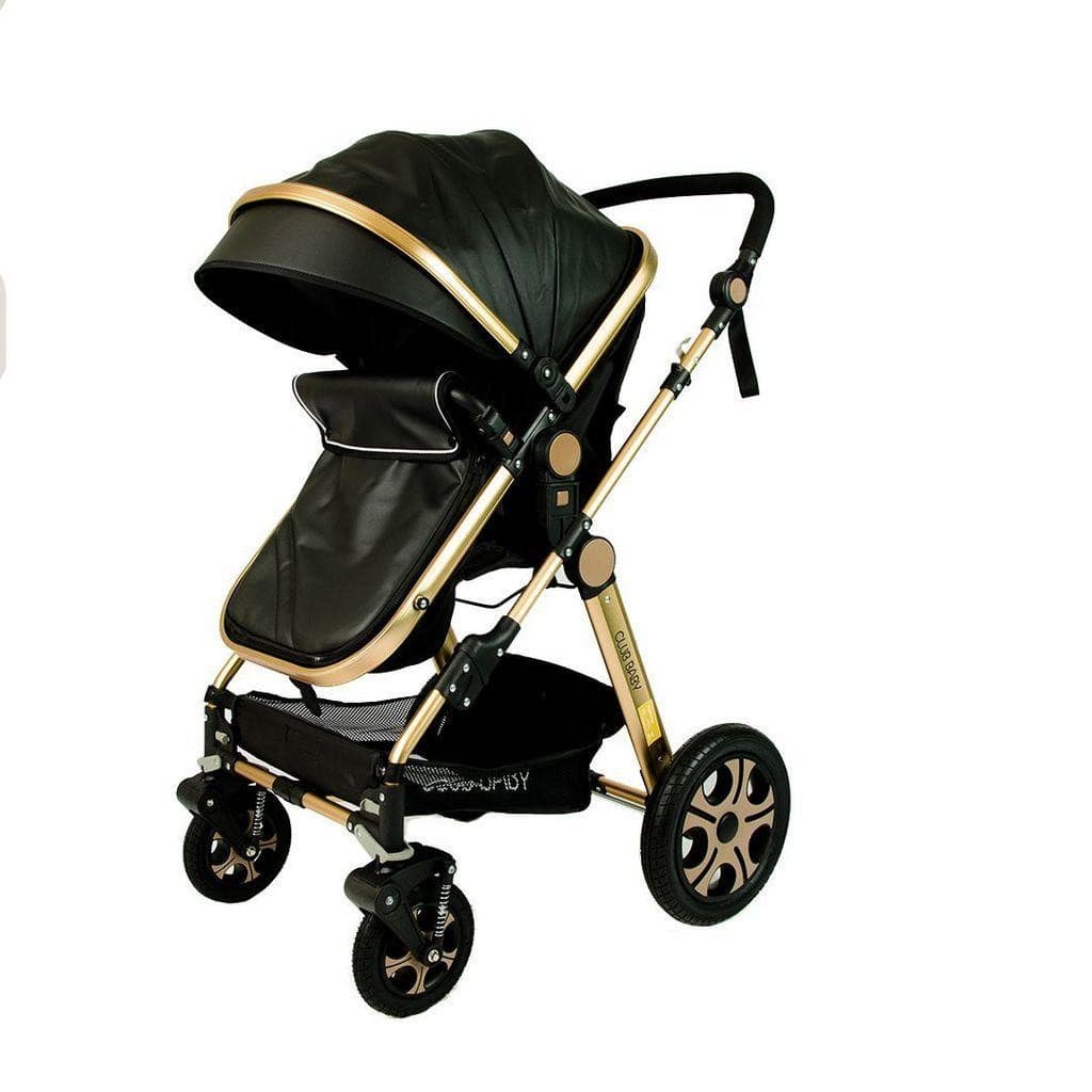 Carrinho de Bebê Luxo Club Baby Preto C/ Alça e Selo Inmetro