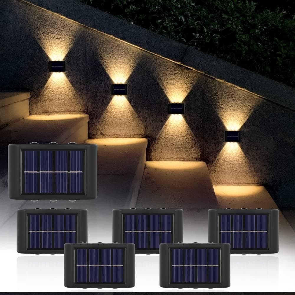 KIT2-KIT8 Luminárias Solares LED para Parede, Luminária para Área Externa, Jardim e Garagem, Quente e Branco