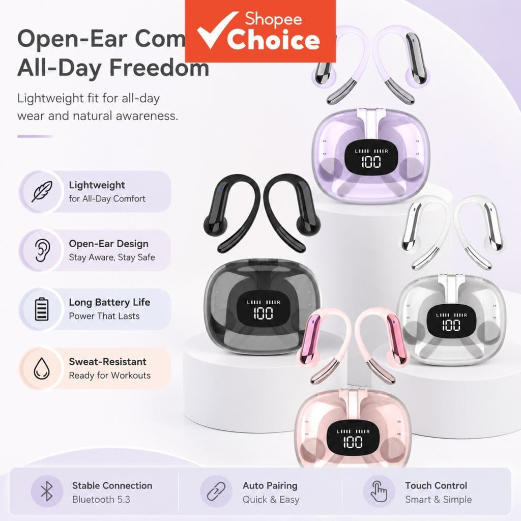  Fones de Ouvido Bluetooth Sem Fio 5.4, Fones Estáveis, Cancelamento de Ruído, HiFi para Jogos, Fones para o Dia Todo