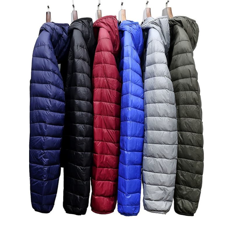 Jaqueta leve masculina Casual All-Match jaqueta com capuz inverno gola alta forro pato branco para baixo jaqueta quente 