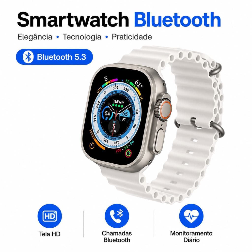 Smartwatch S9 ultra Bluetooth 5.3 Relógio Inteligente com Chamadas Tela HD Monitor de Saúde Diário