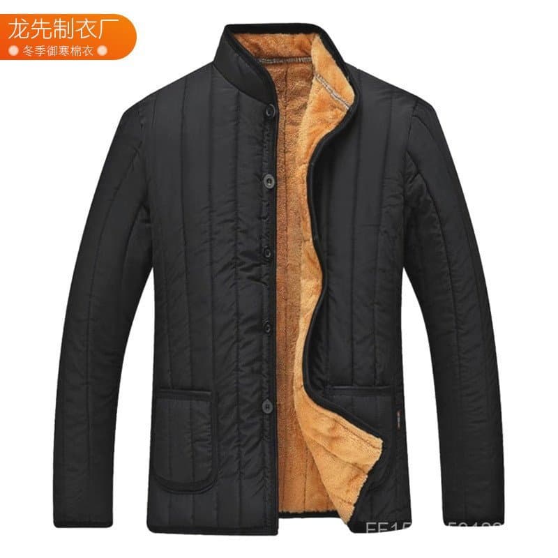 Inverno masculino novo estilo preto meia-idade idosos jaqueta acolchoada de algodão roupas masculinas pai roupas acolcho