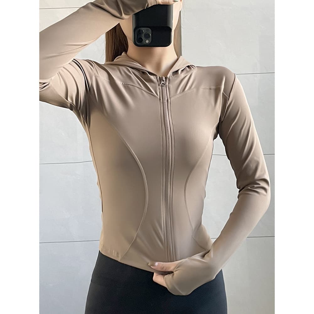 Masonway roupas de Fitness topo primavera outono com capuz roupas de Yoga jaqueta esportiva feminina de manga comprida c