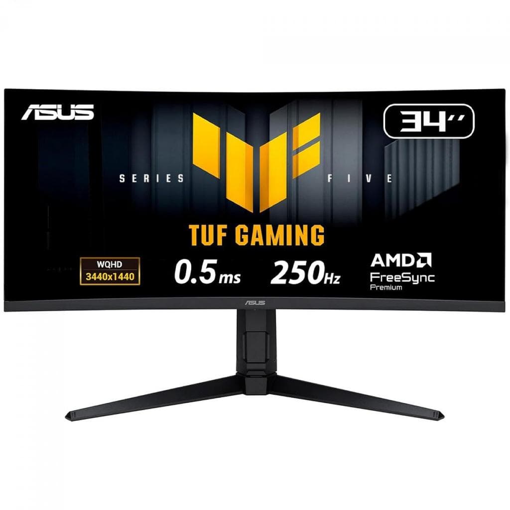 Monitor Gamer Asus TUF Gaming, 34 Pol, Curvo, WQHD, 0.5ms, 250Hz, 135% sRGB, HDR, FreeSync Premium, HDMI/DP, VG34WQML5A