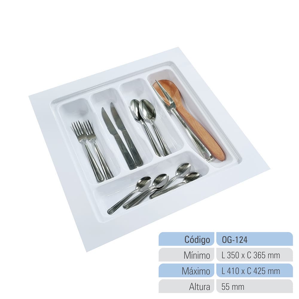 Organizador de Gaveta Porta Talheres Divisor de Talheres Organizador de Cozinha OG-124 Bandeja Multiuso