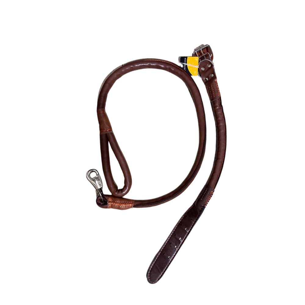 Conjunto de Guia com coleira couro grande 1,2 cm guia 0,7 coleira