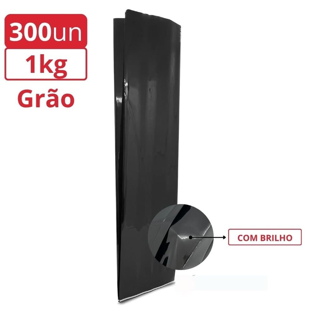 Embalagem Sanfonada Preto Brilho 1,0Kg de Café em Grãos 300un